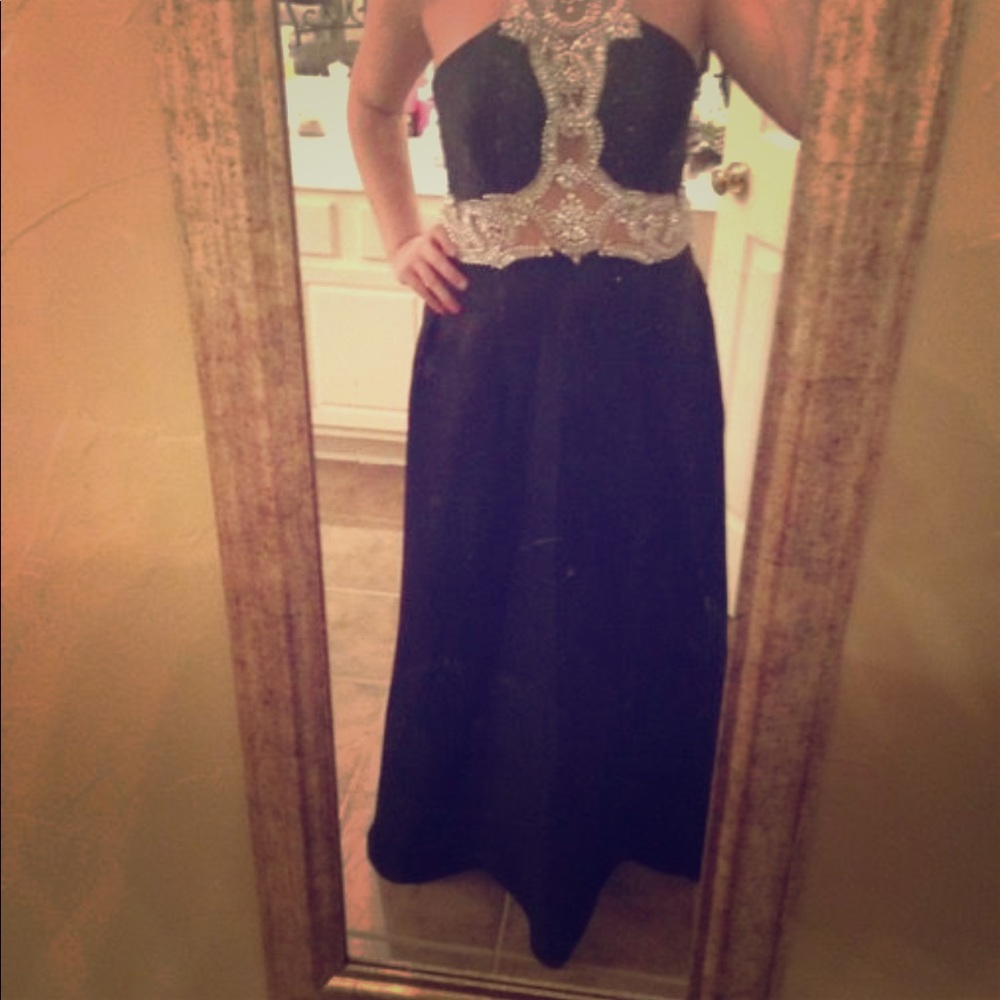 Prom Dress Size 12 - long black with bling
